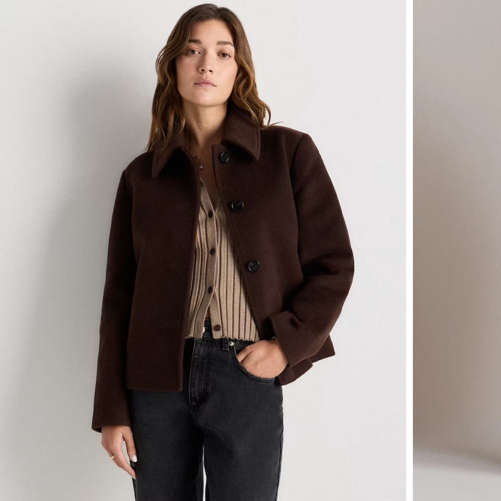 Women’s Chocolate Brown Wool Blend Button Jacket